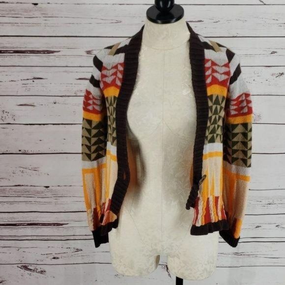 Anthro Sparrow Women's Small aztec tribal festival cardigan - Picture 6 of 8